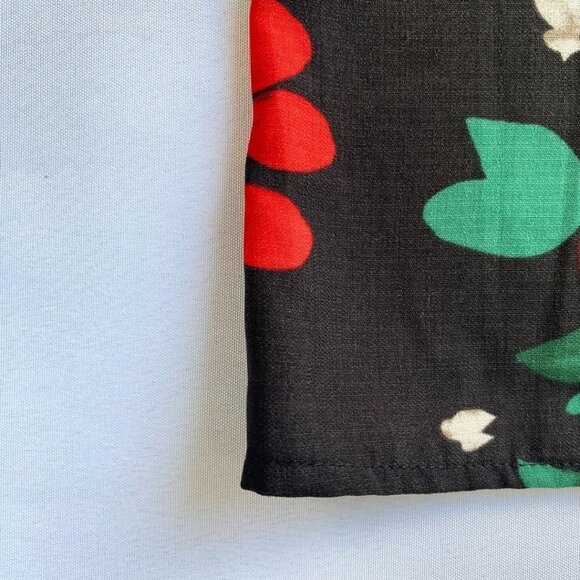 NWT U0 MICHELLE BLACK RED FLORAL LONG SLEEVE V-NECK BUTTON FRONT MINI DRESS - Picture 11 of 12